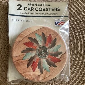 Feather Medallion Car Coasters (2 in pack)